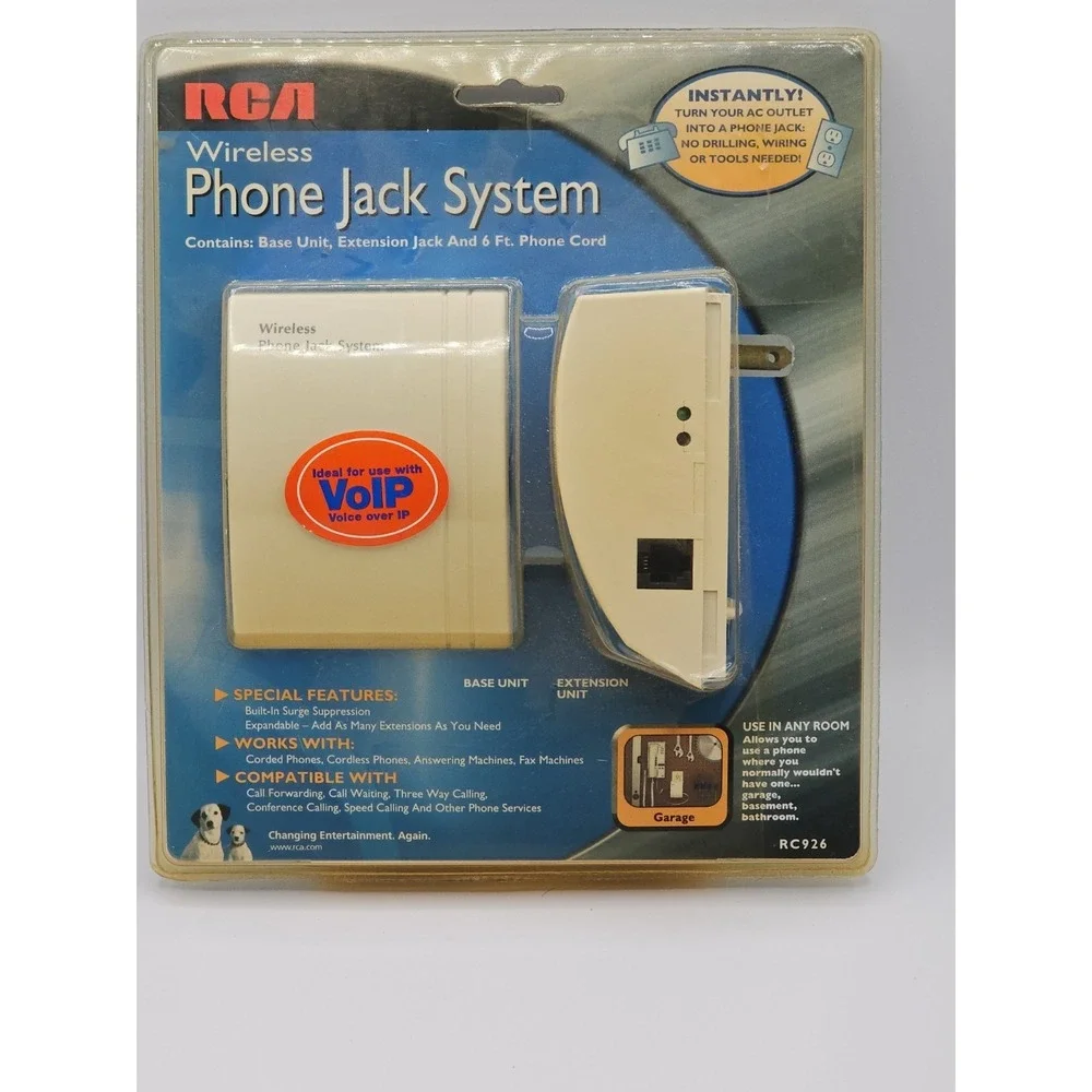 RCA Wireless Phone Jack System Model RC926 Instantly Turn Any Outlet Into A Jack